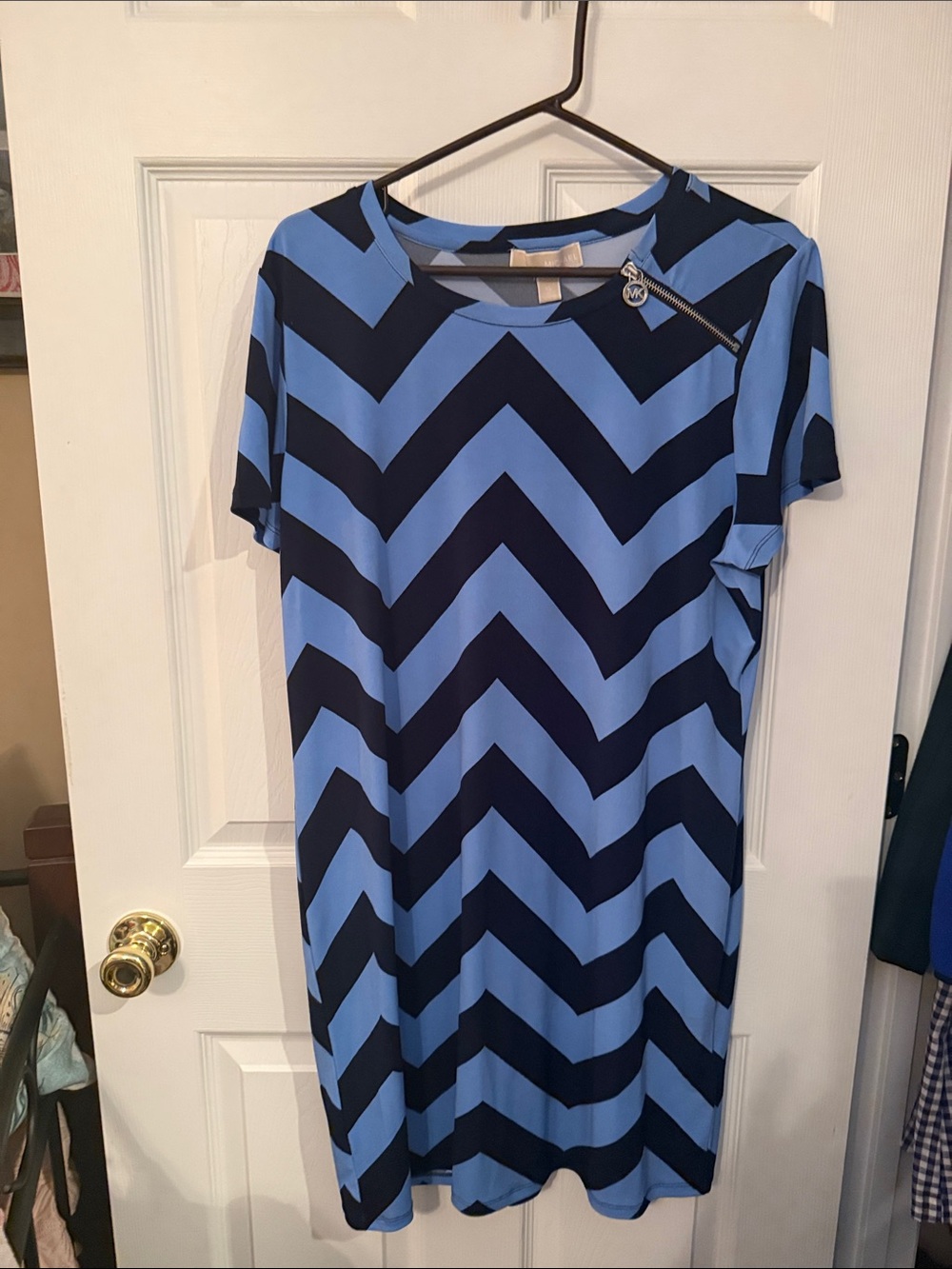 MICHAEL Michael Kors Navy and Light Blue Chevron dress XL